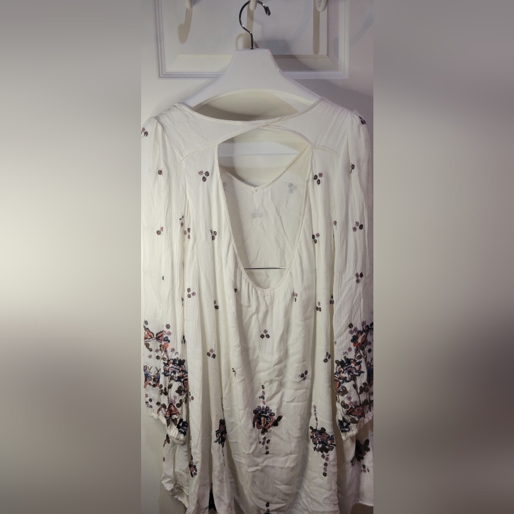 Free People Embroidered boho Floral White Dress Women’s  Small - Picture 8 of 10